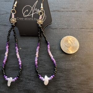 Purple Rain Seed Bead Loop Drop Earrings